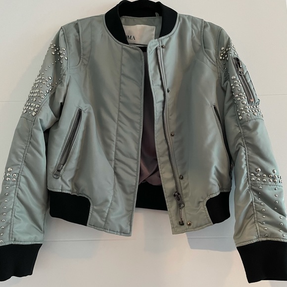 DOMA Studded Aviator Bomber Jacket Small - Picture 3 of 4